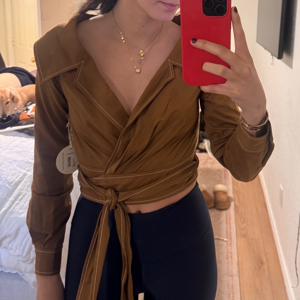 STAUD Chestnut Wrap Blouse